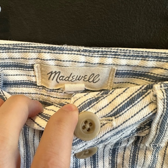 Madewell | Striped Wide-Leg Crop Pants | Size 26 | Blue & White - Picture 6 of 10